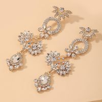 925 Silver Needle Rhinestone-encrusted Flower Temperamental Earrings European And American Ins Fashion High Sense High Profile And Generous Long Earrings For Women sku image 1