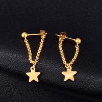 Wholesale Jewelry Star Chain Stud Titanium Steel Earrings Nihaojewelry sku image 1