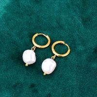 Wholesale Jewelry Pearl Geometric Round Titanium Steel Earrings Nihaojewelry sku image 2