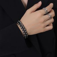 Exaggerated Titanium Steel Diamonds Cuban Chain Bracelet Wholesale Jewelry Nihaojewelry sku image 4
