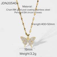 Wholesale Jewelry Butterfly Inlaid Diamond Pendant Stainless Steel Necklace Nihaojewelry sku image 1