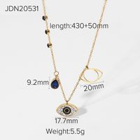 Wholesale Jewelry Blue Diamond Eye Water Drop Pendant Stainless Steel Necklace Nihaojewelry sku image 1