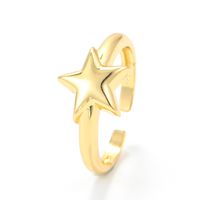 Wholesale Korean Micro-inlaid Five-pointed Star Gold Glossy Opening Ring Nihaojewelry sku image 1