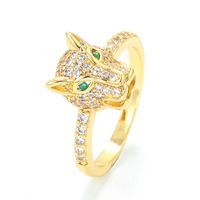 Wholesale Fashion Copper Gold-plated Zircon Animal Leopard Ring Nihaojewelry sku image 1
