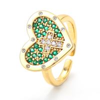 Wholesale Heart-shaped Cross Micro-inlaid Zircon Opening Adjustable Ring Nihaojewelry sku image 4