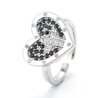 Wholesale Heart-shaped Cross Micro-inlaid Zircon Opening Adjustable Ring Nihaojewelry sku image 8