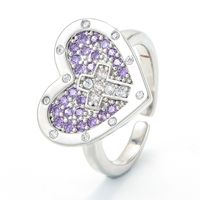 Wholesale Heart-shaped Cross Micro-inlaid Zircon Opening Adjustable Ring Nihaojewelry sku image 10