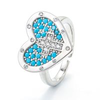 Wholesale Heart-shaped Cross Micro-inlaid Zircon Opening Adjustable Ring Nihaojewelry sku image 11