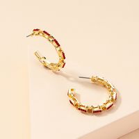 Wholesale Korean Style Geometric Inlaid Diamond C-shaped Earrings Nihaojewelry sku image 1