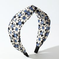 Korean Style Floral Printed Fabric Cross-knotted Headband Wholesale Nihaojewelry sku image 1
