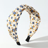 Korean Style Floral Printed Fabric Cross-knotted Headband Wholesale Nihaojewelry sku image 3