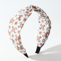 Korean Style Floral Printed Fabric Cross-knotted Headband Wholesale Nihaojewelry sku image 4