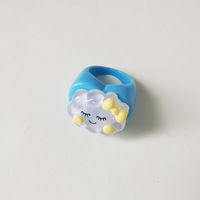 Wholesale  Cartoon Crown Cute Little Yellow Duck Cloud Multi-color Resin Ring sku image 16