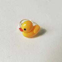 Wholesale  Cartoon Crown Cute Little Yellow Duck Cloud Multi-color Resin Ring sku image 8