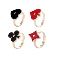 Wholesale Fashion Dripping Playing Cards Black Metal Opening Ring Nihaojewelry sku image 1