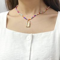 Wholesale Jewelry Color Beaded Lock Pendant Necklace Nihaojewelry sku image 1
