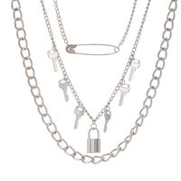 Wholesale Jewelry Retro Key Lock Pendant Multi-layer Necklace Nihaojewelry sku image 1