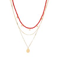 Wholesale Jewelry Retro Color Beaded Star Disc Pendant Necklace Nihaojewelry sku image 2
