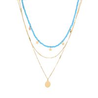 Wholesale Jewelry Retro Color Beaded Star Disc Pendant Necklace Nihaojewelry sku image 3