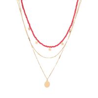 Wholesale Jewelry Retro Color Beaded Star Disc Pendant Necklace Nihaojewelry sku image 4