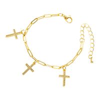 Cross Pendant Copper Micro-inlaid Zircon Chain Bracelet Wholesale Jewelry Nihaojewelry sku image 1