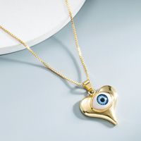 Wholesale Jewelry Heart-shaped Devil Eye Pendant Copper Necklace Nihaojewelry sku image 2