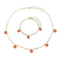 Bohemian Style Handmade Rice Beads Small Daisy Flower Necklace Bracelet Set Wholesale Jewelry Nihaojewelry sku image 1
