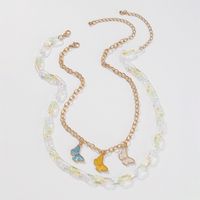 Wholesale Jewelry Transparent Chain Butterfly Dripping Oil Pendant Multi-layer Necklace Nihaojewelry main image 4