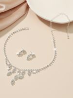 Shiny Water Droplets Tassel Artificial Crystal Metal Inlay Rhinestones Women's Earrings Necklace sku image 2