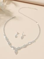 Shiny Water Droplets Tassel Artificial Crystal Metal Inlay Rhinestones Women's Earrings Necklace sku image 16