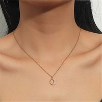 Wholesale Jewelry Simple Hollow Oval Diamond Pendant Titanium Steel Necklace Nihaojewelry main image 1