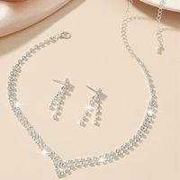 Shiny Geometric Water Droplets Alloy Inlay Crystal Women's Earrings Necklace sku image 3