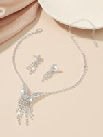 Wholesale Jewelry Rhinestone Tassel Copper Earrings Necklace Set Nihaojewelry sku image 1