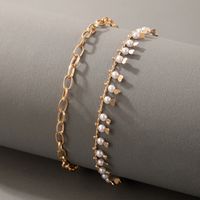 Wholesale New Fashion Metal Heart-shaped Pearl Bracelet 2-piece Set Nihaojewelry sku image 1