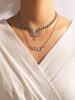 Wholesale Korean Double Layered Letter Butterfly Pendent Multi-layer Necklace Nihaojewelry main image 1