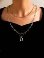 Wholesale Korean Letter Pendent Double-layer Alloy Necklace Nihaojewelry sku image 1