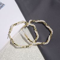 Twisted Pearl Beaded C-shaped Fashion Earrings Wholesale Jewelry Nihaojewelry main image 3