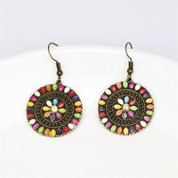 Enamel Flower Rhinestone Alloy Geometric Round Ethnic Style Earrings Wholesale Jewelry Nihaojewelry main image 2