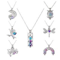 Wholesale Jewelry Luminous Hollow Owl Mermaid Cage Pendant Necklace Nihaojewelry main image 1