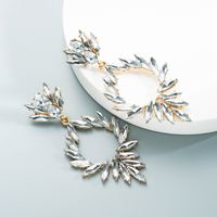 Alliage De Verre Diamant Fleur Longues Boucles D&#39;oreilles Bijoux En Gros Nihaojewelry main image 5