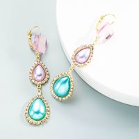 Pearl Water Drop Square Crystal Retro Earrings Wholesale Jewelry Nihaojewelry main image 4