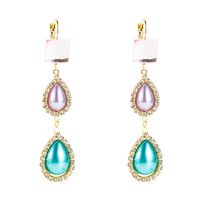 Pearl Water Drop Square Crystal Retro Earrings Wholesale Jewelry Nihaojewelry main image 6