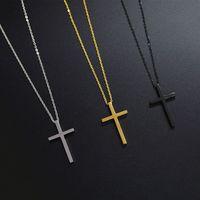 304 Stainless Steel 18K Gold Plated Simple Style Plating Cross Pendant Necklace main image 3