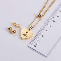 Wholesale Jewelry Round Bead Heart Pendant Titanium Steel Necklace Earrings Set Nihaojewelry main image 1