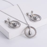 Water Droplet Pendant Necklace Earrings Three-piece Wholesale Nihaojewelry main image 1