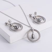 Water Droplet Pendant Necklace Earrings Three-piece Wholesale Nihaojewelry main image 2