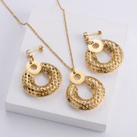 Hollow Round Tag Ol Style Necklace Earrings Three-piece Wholesale Nihaojewelry main image 5