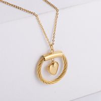 Golden Heart-shaped Pendant Necklace Earrings Set Wholesale Nihaojewelry main image 3