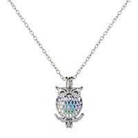 Wholesale Jewelry Luminous Hollow Owl Mermaid Cage Pendant Necklace Nihaojewelry sku image 1