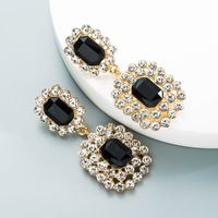 Square Glass Diamond Geometric Earrings Wholesale Jewelry Nihaojewelry sku image 2